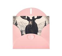 YYHWHJDE Pink Greeting Card Moose Bear Deer Prints for Christmas, Children's Birthday, Valentine's Day, and Party Invitation