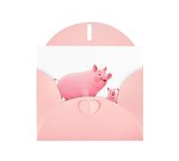 YYHWHJDE Pink Greeting Card Mother pig looking at her piglets Pattern for Festive Birthday Party Invitation