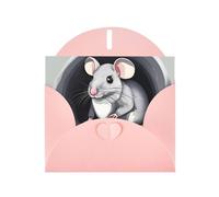 YYHWHJDE Pink Greeting Card Mouse in the Hole Prints for Christmas, Children's Birthday, Valentine's Day, and Party Invitation