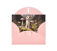 YYHWHJDE Pink Greeting Card Mushroom Picking Weasel Pattern Perfect for Valentine's Day, Wedding Anniversary & Party Invitations