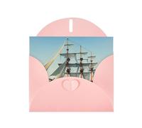 YYHWHJDE Pink Greeting Card old sailing ship Pattern Perfect for Valentine's Day, Wedding Anniversary & Party Invitations
