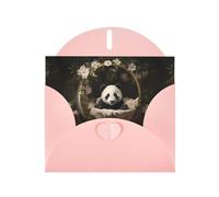 YYHWHJDE Pink Greeting Card Panda in the cradle Pattern for Christmas, Children's Birthday, Valentine's Day, and Party Invitation