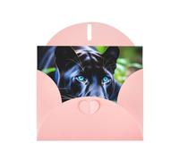 YYHWHJDE Pink Greeting Card Panther With Blue Eyes Pattern for Christmas, Children's Birthday, Valentine's Day, and Party Invitation