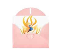 YYHWHJDE Pink Greeting Card Phoenix on the lotus Pattern for Christmas, Children's Birthday, Valentine's Day, and Party Invitation
