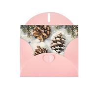 YYHWHJDE Pink Greeting Card Pine Cones In The Snow Pattern Perfect for Valentine's Day, Wedding Anniversary & Party Invitations