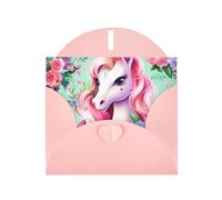 YYHWHJDE Pink Greeting Card Pink Unicorn Prints for Christmas, Children's Birthday, Valentine's Day, and Party Invitation
