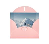 YYHWHJDE Pink Greeting Card Polar Bear and Igloo Pattern for Christmas, Children's Birthday, Valentine's Day, and Party Invitation