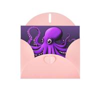 YYHWHJDE Pink Greeting Card Purple Octopus Pattern for Festive Birthday Party Invitation