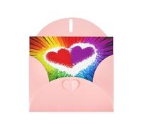 YYHWHJDE Pink Greeting Card Rainbow Colored Gay Pride Hearts Pattern Perfect for Valentine's Day, Wedding Anniversary & Party Invitations