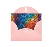 YYHWHJDE Pink Greeting Card Rainbow Fragments Fish Scales Pattern Perfect for Valentine's Day, Wedding Anniversary & Party Invitations