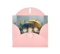 YYHWHJDE Pink Greeting Card Rainy Season Frogs Pattern Perfect for Valentine's Day, Wedding Anniversary & Party Invitations