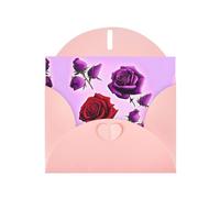YYHWHJDE Pink Greeting Card Red and purple roses Pattern for Christmas, Children's Birthday, Valentine's Day, and Party Invitation