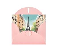 YYHWHJDE Pink Greeting Card Romantic Paris Eiffel Tower Bycicle Pattern for Festive Birthday Party Invitation
