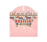 YYHWHJDE Pink Greeting Card Runner Swedish Dala Horse Folk Prints for Christmas, Children's Birthday, Valentine's Day, and Party Invitation