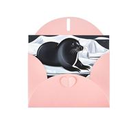 YYHWHJDE Pink Greeting Card Seals on ice Prints for Christmas, Children's Birthday, Valentine's Day, and Party Invitation