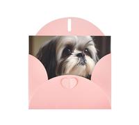 YYHWHJDE Pink Greeting Card Shih Tzu Dog Prints for Christmas, Children's Birthday, Valentine's Day, and Party Invitation