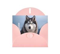 YYHWHJDE Pink Greeting Card Siberian Husky Pattern for Festive Birthday Party Invitation