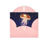 YYHWHJDE Pink Greeting Card Star Jellyfish Pattern Perfect for Valentine's Day, Wedding Anniversary & Party Invitations