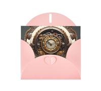 YYHWHJDE Pink Greeting Card Steampunk Clock Prints for Christmas, Children's Birthday, Valentine's Day, and Party Invitation