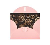 YYHWHJDE Pink Greeting Card Steampunk Mechanical Gears Pattern for Christmas, Children's Birthday, Valentine's Day, and Party Invitation
