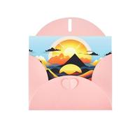 YYHWHJDE Pink Greeting Card Sunrise Mountain Pattern for Festive Birthday Party Invitation
