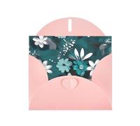 YYHWHJDE Pink Greeting Card Teal Grey and White Floral Prints for Christmas, Children's Birthday, Valentine's Day, and Party Invitation