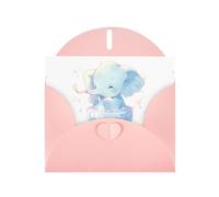 YYHWHJDE Pink Greeting Card The elephant is spitting water Pattern for Festive Birthday Party Invitation