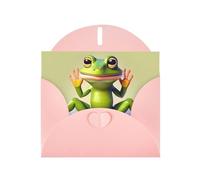 YYHWHJDE Pink Greeting Card The funny frog doing yoga Prints for Christmas, Children's Birthday, Valentine's Day, and Party Invitation