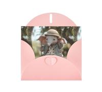 YYHWHJDE Pink Greeting Card The little elephant on the swing Pattern for Christmas, Children's Birthday, Valentine's Day, and Party Invitation