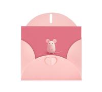 YYHWHJDE Pink Greeting Card The little mouse who made a mistake Pattern for Christmas, Children's Birthday, Valentine's Day, and Party Invitation