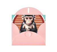 YYHWHJDE Pink Greeting Card The silent monkey Prints for Christmas, Children's Birthday, Valentine's Day, and Party Invitation