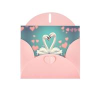 YYHWHJDE Pink Greeting Card The swan in love Pattern for Christmas, Children's Birthday, Valentine's Day, and Party Invitation