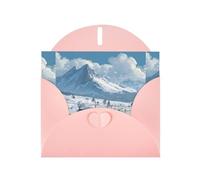 YYHWHJDE Pink Greeting Card Train under the snowy mountains Pattern for Christmas, Children's Birthday, Valentine's Day, and Party Invitation