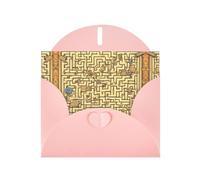 YYHWHJDE Pink Greeting Card Treasure Maze Pattern for Christmas, Children's Birthday, Valentine's Day, and Party Invitation