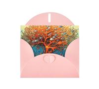 YYHWHJDE Pink Greeting Card tree of life tropical fish Pattern Perfect for Valentine's Day, Wedding Anniversary & Party Invitations