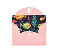 YYHWHJDE Pink Greeting Card tropical fish Pattern Perfect for Valentine's Day, Wedding Anniversary & Party Invitations