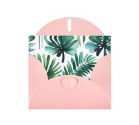 YYHWHJDE Pink Greeting Card Tropical Palm Tree Leaves Watercolor Pattern for Festive Birthday Party Invitation