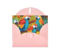 YYHWHJDE Pink Greeting Card Two Colored Parrots Pattern for Festive Birthday Party Invitation