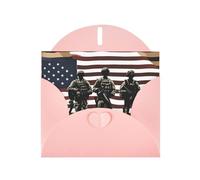 YYHWHJDE Pink Greeting Card US Military Soldiers Patriotic Memorial Day Prints for Christmas, Children's Birthday, Valentine's Day, and Party Invitation