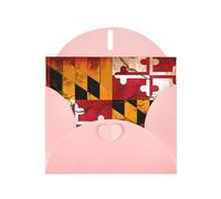 YYHWHJDE Pink Greeting Card vintage wooden maryland flag Prints for Christmas, Children's Birthday, Valentine's Day, and Party Invitation