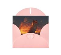 YYHWHJDE Pink Greeting Card Volcano Fox Pattern for Christmas, Children's Birthday, Valentine's Day, and Party Invitation