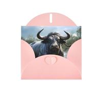 YYHWHJDE Pink Greeting Card Water Buffalo Pattern for Christmas, Children's Birthday, Valentine's Day, and Party Invitation