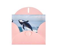 YYHWHJDE Pink Greeting Card Whales at sea Pattern for Christmas, Children's Birthday, Valentine's Day, and Party Invitation