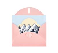 YYHWHJDE Pink Greeting Card White Snowy Mountains Pattern for Christmas, Children's Birthday, Valentine's Day, and Party Invitation