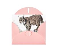 YYHWHJDE Pink Greeting Card Wild bobcat Pattern for Christmas, Children's Birthday, Valentine's Day, and Party Invitation