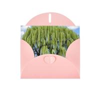 YYHWHJDE Pink Greeting Card Willow Tree Pattern Perfect for Valentine's Day, Wedding Anniversary & Party Invitations