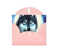 YYHWHJDE Pink Greeting Card wolf under moon Prints for Christmas, Children's Birthday, Valentine's Day, and Party Invitation