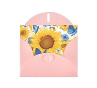 YYHWHJDE Pink Greeting Card yellow sunflowers with blue butterflies Pattern for Festive Birthday Party Invitation