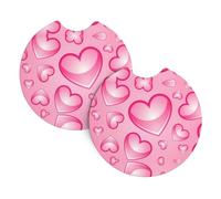YYHWHJDE pink hearts Prints Car Cup Coasters 2-Pack - Absorbent Neoprene Drink Layers, Protect Your Ride & Add a Stylish Touch - Heat Resistant, Non-Slip