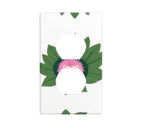 YYHWHJDE Pink Hedgehog Leaf Print Pattern Double Socket Wall Panel Decorative for Residential and Commercial Areas 4.5x2.76in